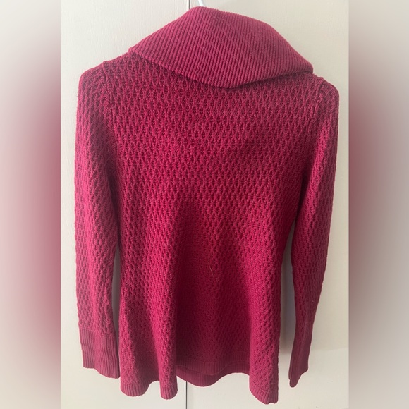 Classiques Entier 100% Merino Wool Cable Knit Fisherman Maroon Sweater Women XS - Picture 3 of 6